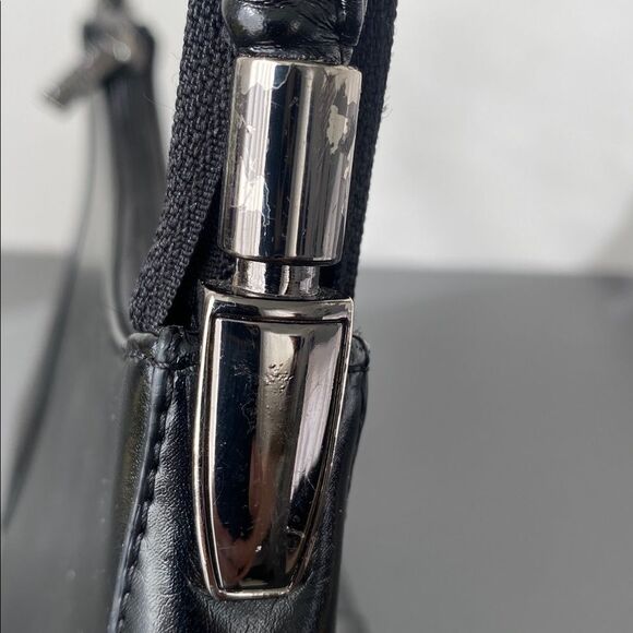 Daniela Moda Black Leather Hand / Shoulder Bag Small Y2K Preppy Classic Minimal - Picture 15 of 15